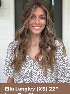 Long Wavy Light Brown Wig with cool tone Highlights - 22" in size XS